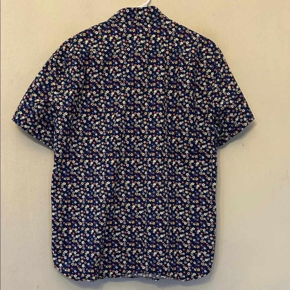 J Crew Men's Navy Floral Short Sleeve Button Down Shirt  Size XL EUC